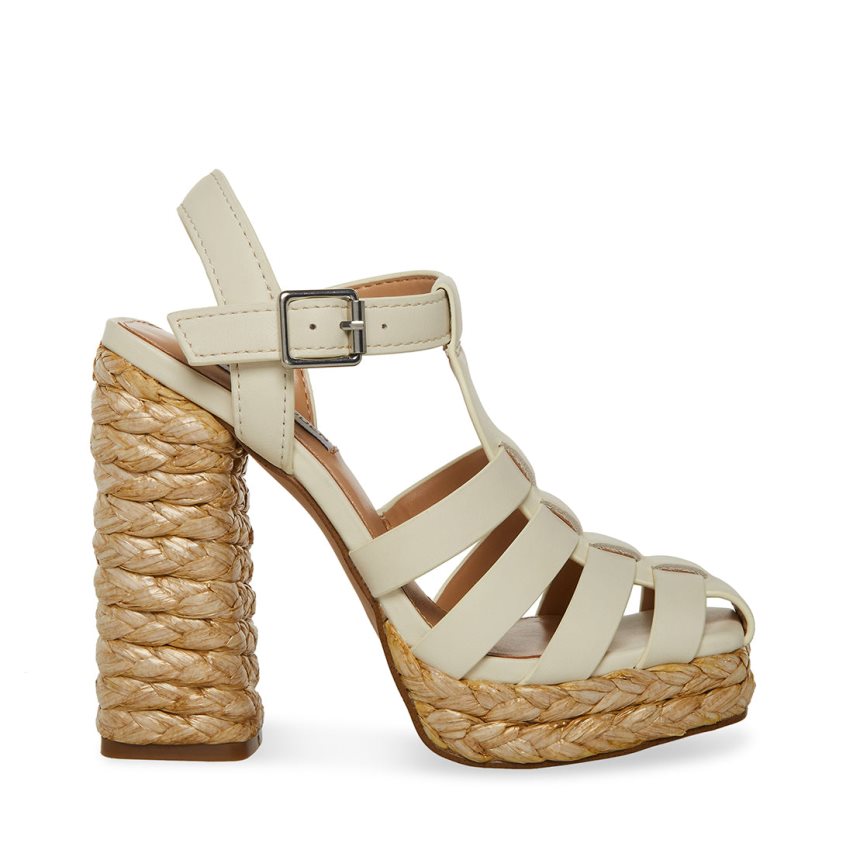 Sandalias Tacones Steve Madden Gallery Cuero Mujer Creme | ES OT2S84